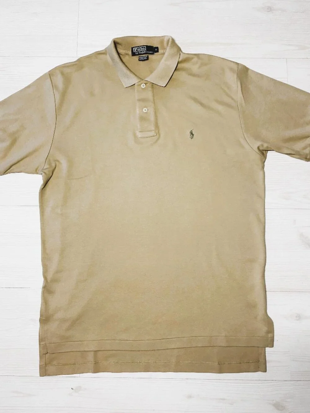 Vintage 90s Polo Ralph Lauren Men's M SoftTouch Interlock Shirt Khaki ( Fits L)